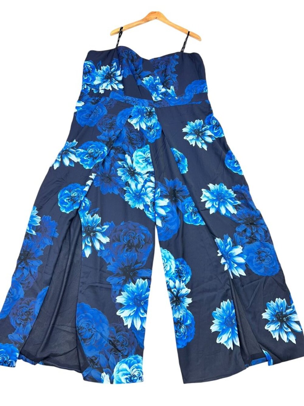 NWT City Chic Womens Wide Leg Sleeveless Abigail Jumpsuit XXL Navy Bloom Floral
